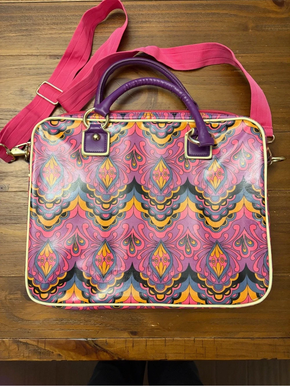 Double Dutch Club Purple Paisley Laptop Bag Crossbody